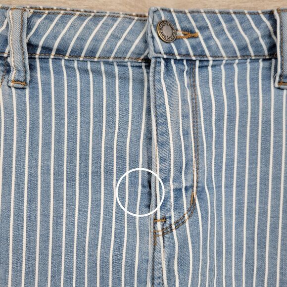Judy Blue Striped Blue Denim Women Shorts Stretchy Raw Hem - Picture 10 of 10